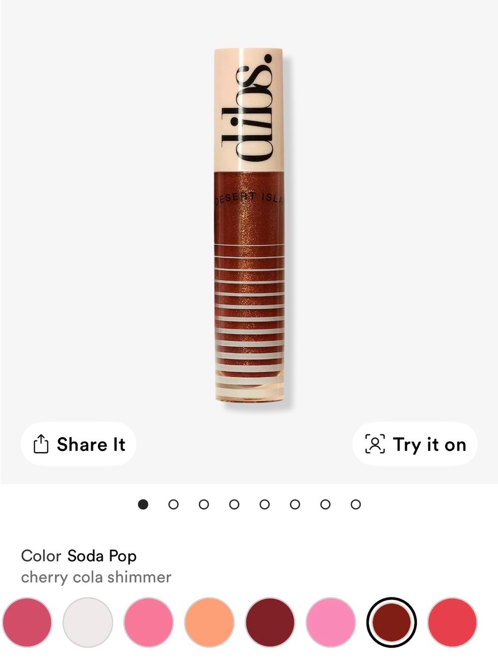 dibs. Soda Pop Cherry Cola Shimmer Lip Gloss - Shimmery Brown